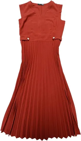Allegra K Summer Dress for Women's 2024 Elegant Sleeveless V Neck A-Line Pleated Flowy Midi Dress