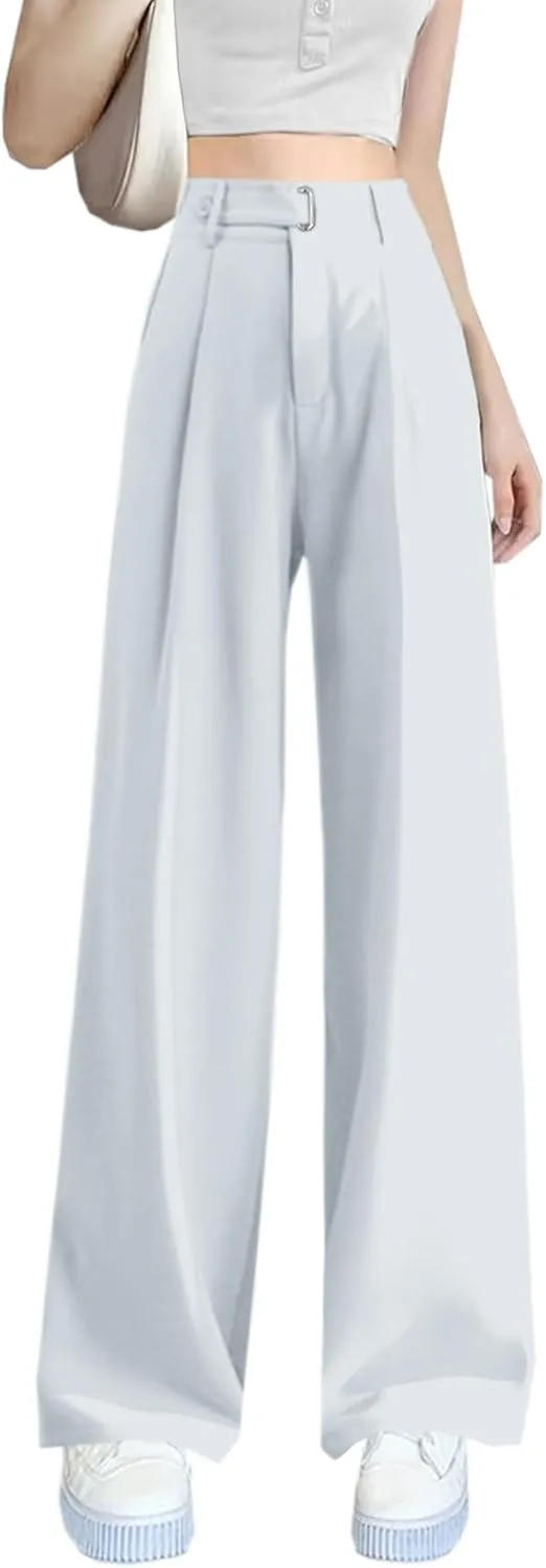 Betusline Women's Linen Pants Flowy Wide Leg Summer Casual Trousers with Pockets, X-Small-2X-Large