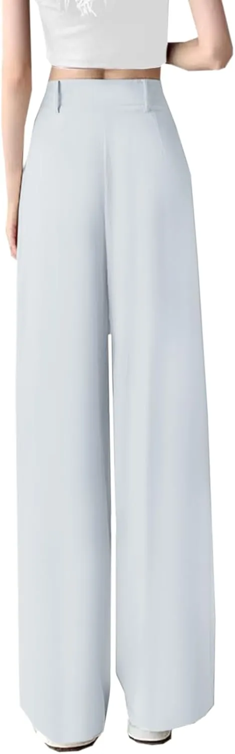 Betusline Women's Linen Pants Flowy Wide Leg Summer Casual Trousers with Pockets, X-Small-2X-Large