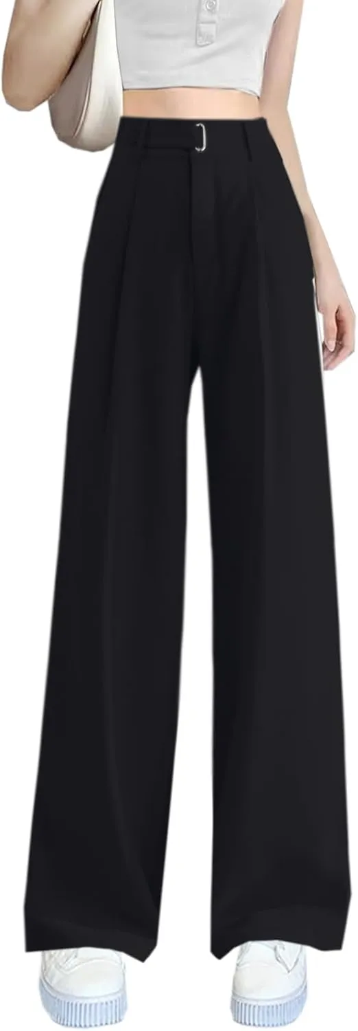 Betusline Women's Linen Pants Flowy Wide Leg Summer Casual Trousers with Pockets, X-Small-2X-Large