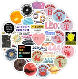 BulbaCraft 100Pcs Zodiac Sign Stickers, Astrology Stickers for Water Bottle and Laptop - Zodiac Party Favors & Decorations, Waterproof Vinyl Decals, Gifts for Women & Men