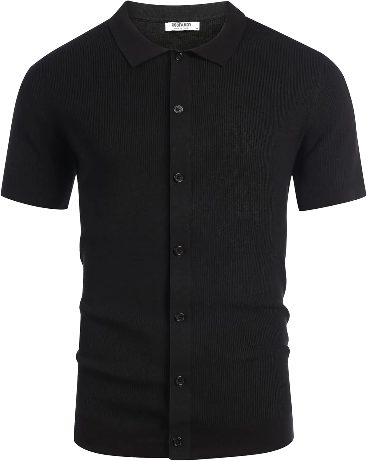 COOFANDY Men's Vintage Knit Shirt Short Sleeve Button Down Polo Shirts for Summer Casual & Vacation