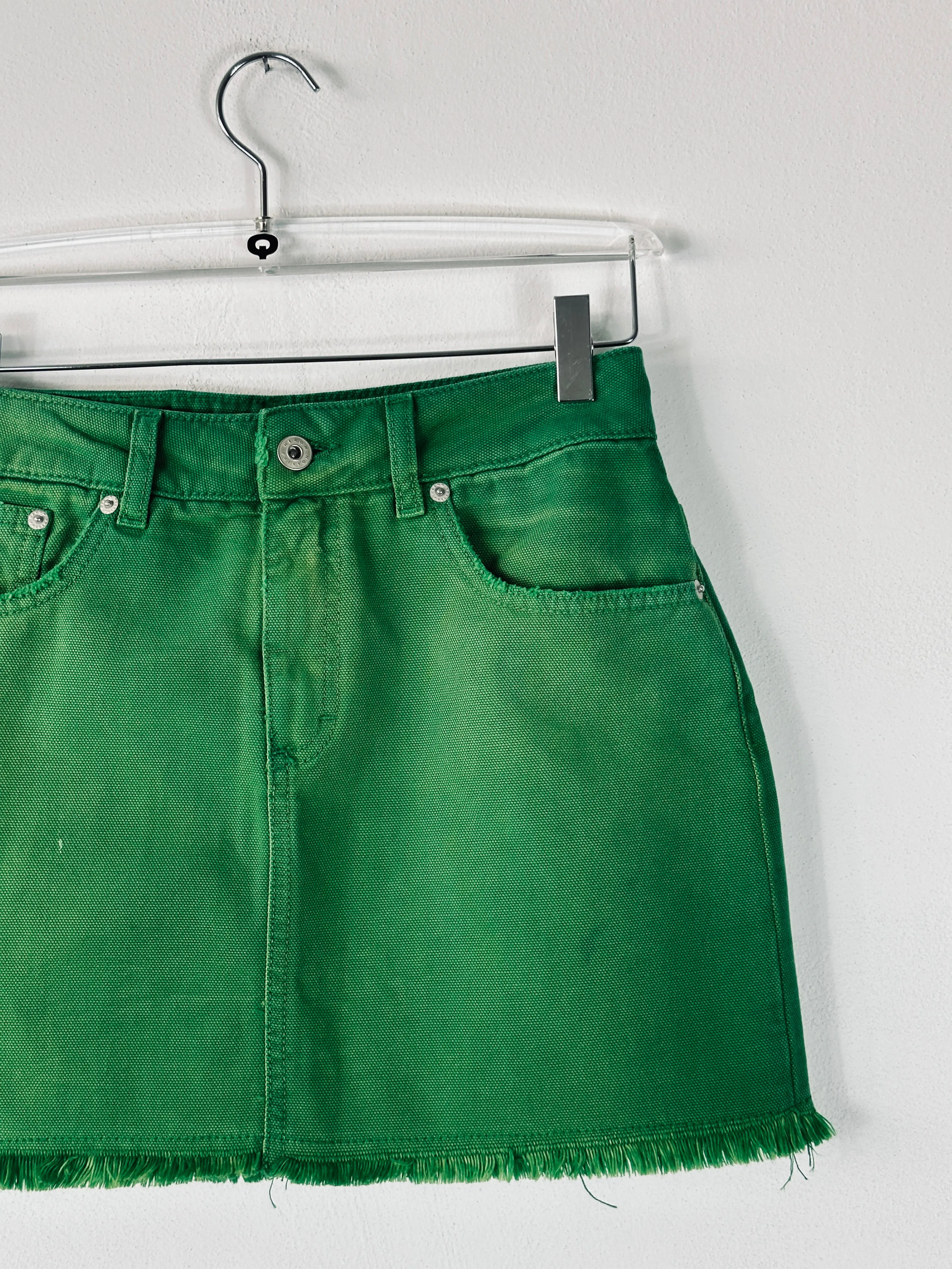 Distressed Canvas Miniskirt