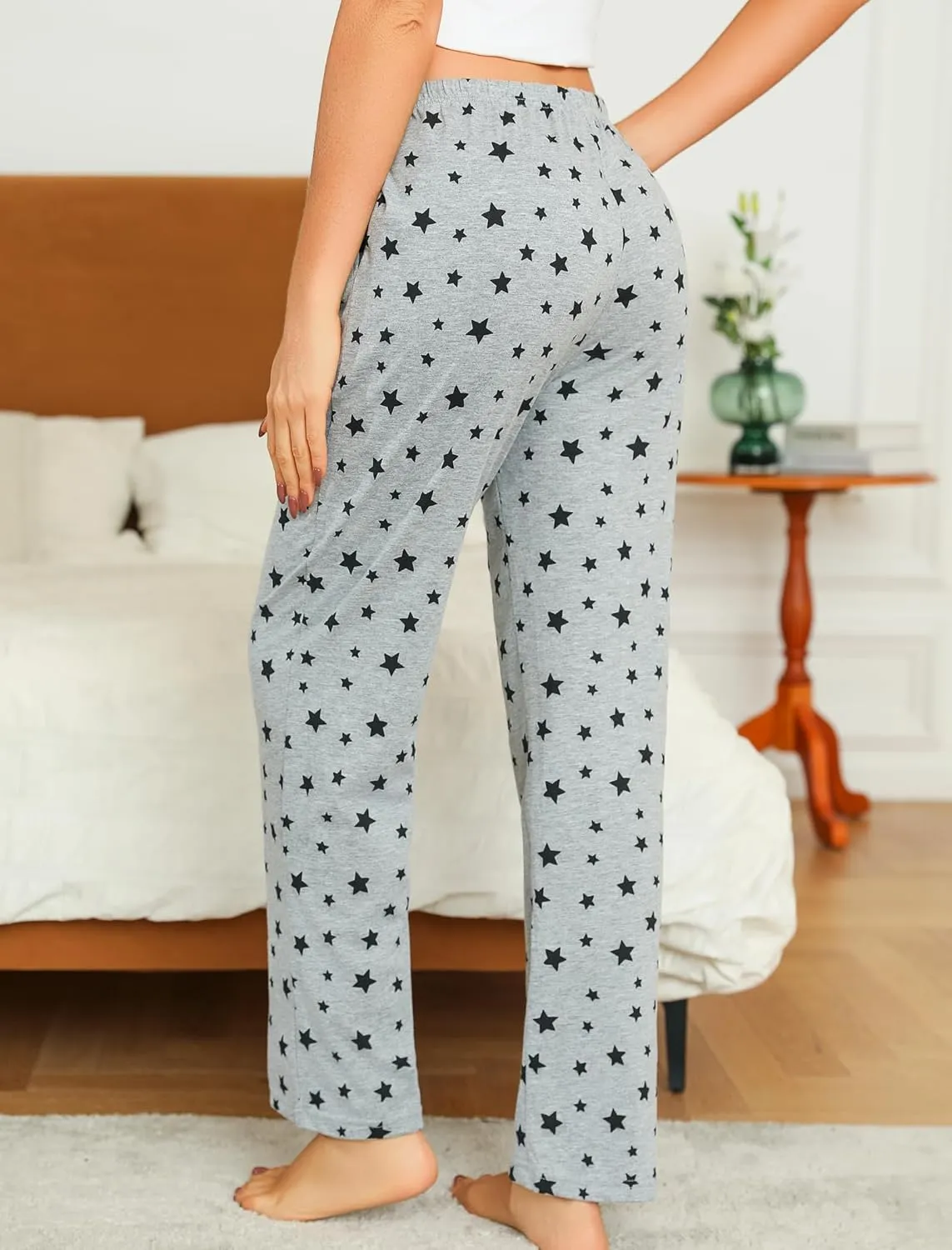 ENJOYNIGHT Women Cotton Lounge Pants Comfy Pajama Bottoms With Pockets&Drawstring