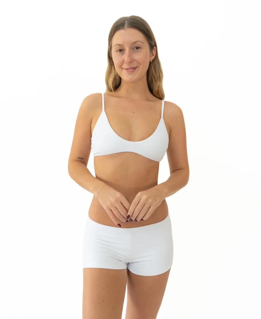 Gabby Bralette Top | White Corduroy