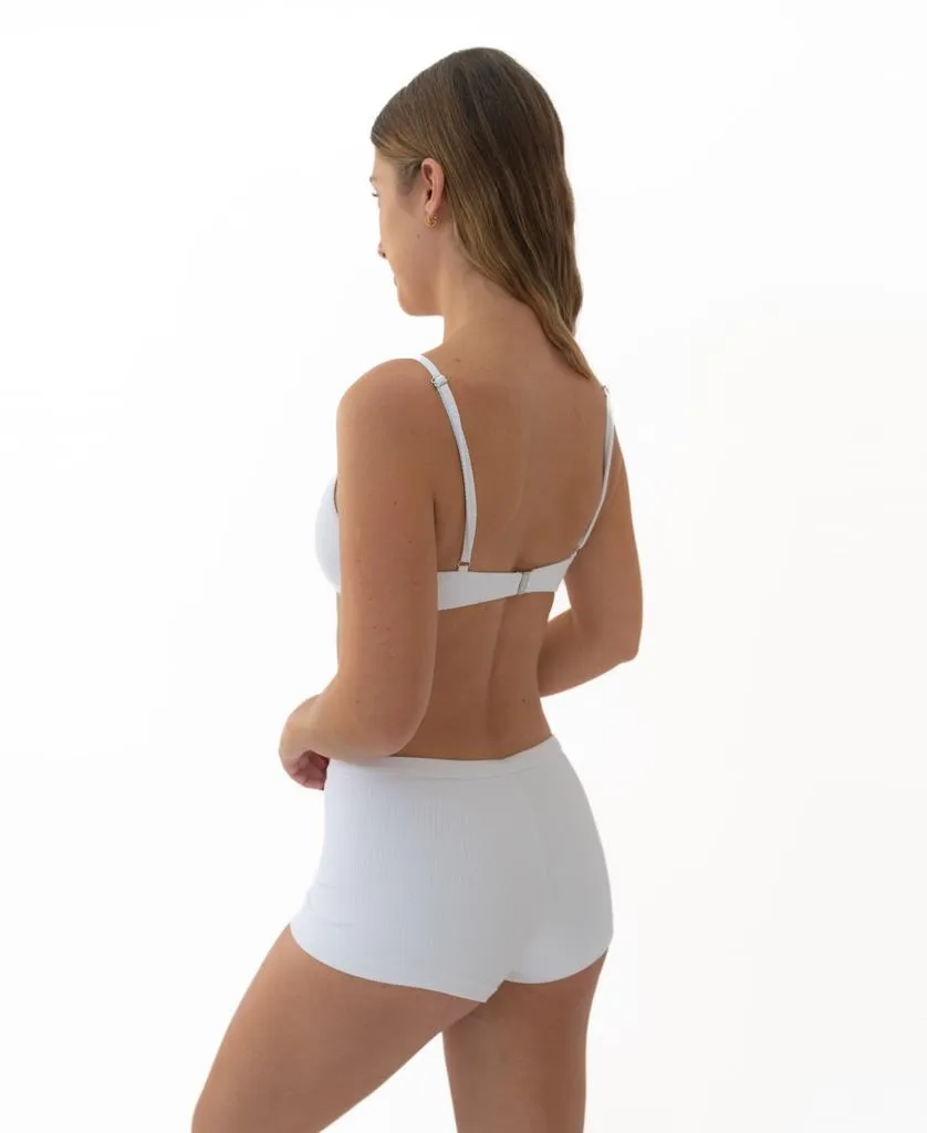Gabby Bralette Top | White Corduroy