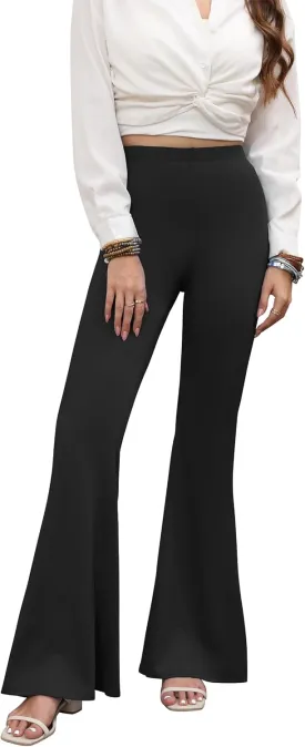 GUOLEZEEV Women Bell Bottoms High Waist Solid Color Stretchy Flare Leggings Trendy Y2k Pants