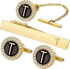 HAWSON Tie Clips, Cufflinks, Tie Tack & Lapel Pins for Men - Suitable for Neckties and French Cuff or Dress Shirt Suits - Jewelry Box Packed, Initials Designed
