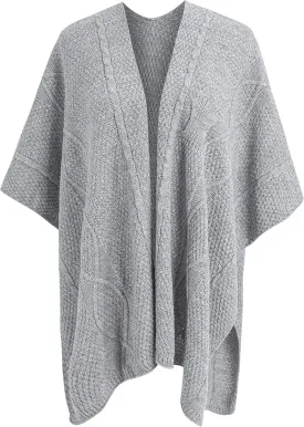 MissShorthair Women's Lightweight Knitted Shawl Thin Breathable Wrap for Outdoor Travel Spring, Poncho Daily Use, Office