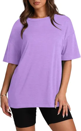 Oversized T Shirts for Women Summer Crewneck Short Sleeve Basic Tops Loose Fit