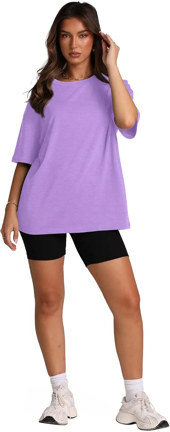 Oversized T Shirts for Women Summer Crewneck Short Sleeve Basic Tops Loose Fit