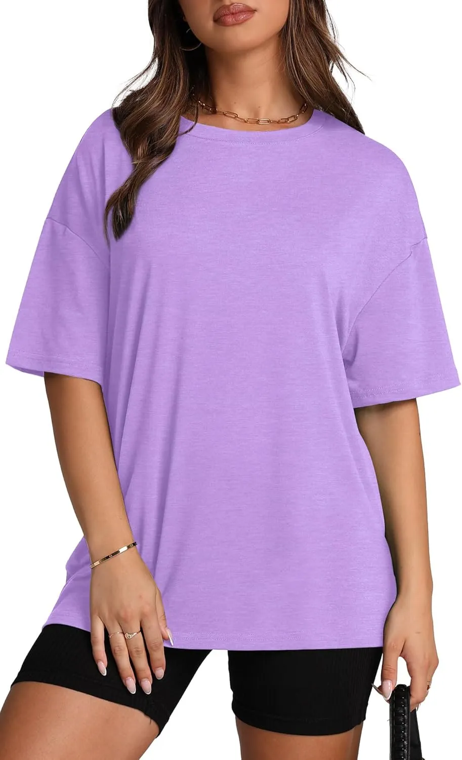 Oversized T Shirts for Women Summer Crewneck Short Sleeve Basic Tops Loose Fit