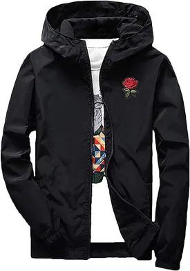 perdontoo Mens Casual Windbreakers Lightweight Drawstring Hooded Jackets