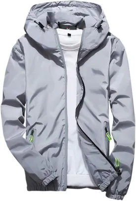 RTRDE Men's Casual Zip Up Jackets Hooded Water Resistant Rain Jacket Windproof for Hiking Fishing Outwear, M-7XL
