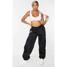 Shape Black Embroidered Cargo Joggers