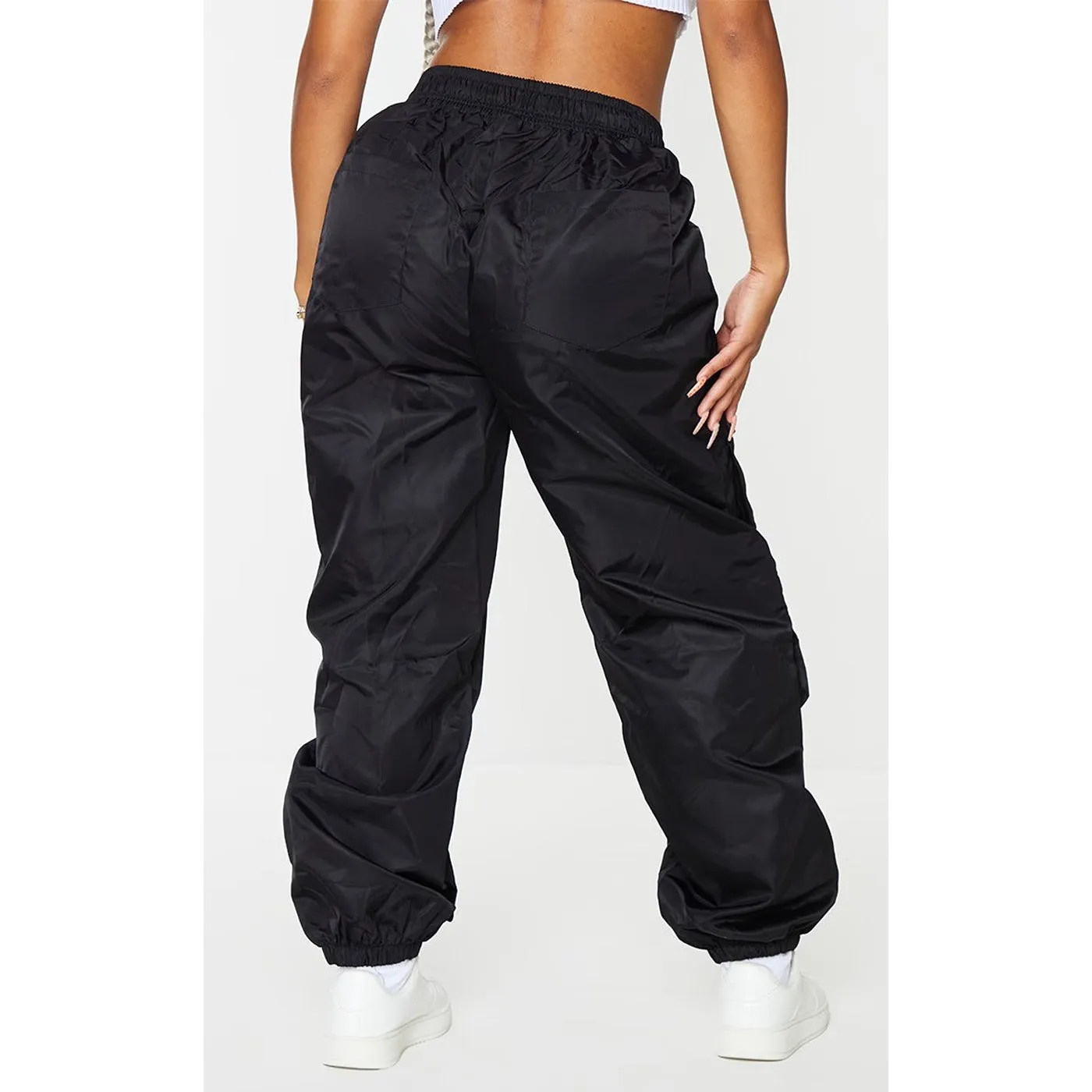 Shape Black Embroidered Cargo Joggers