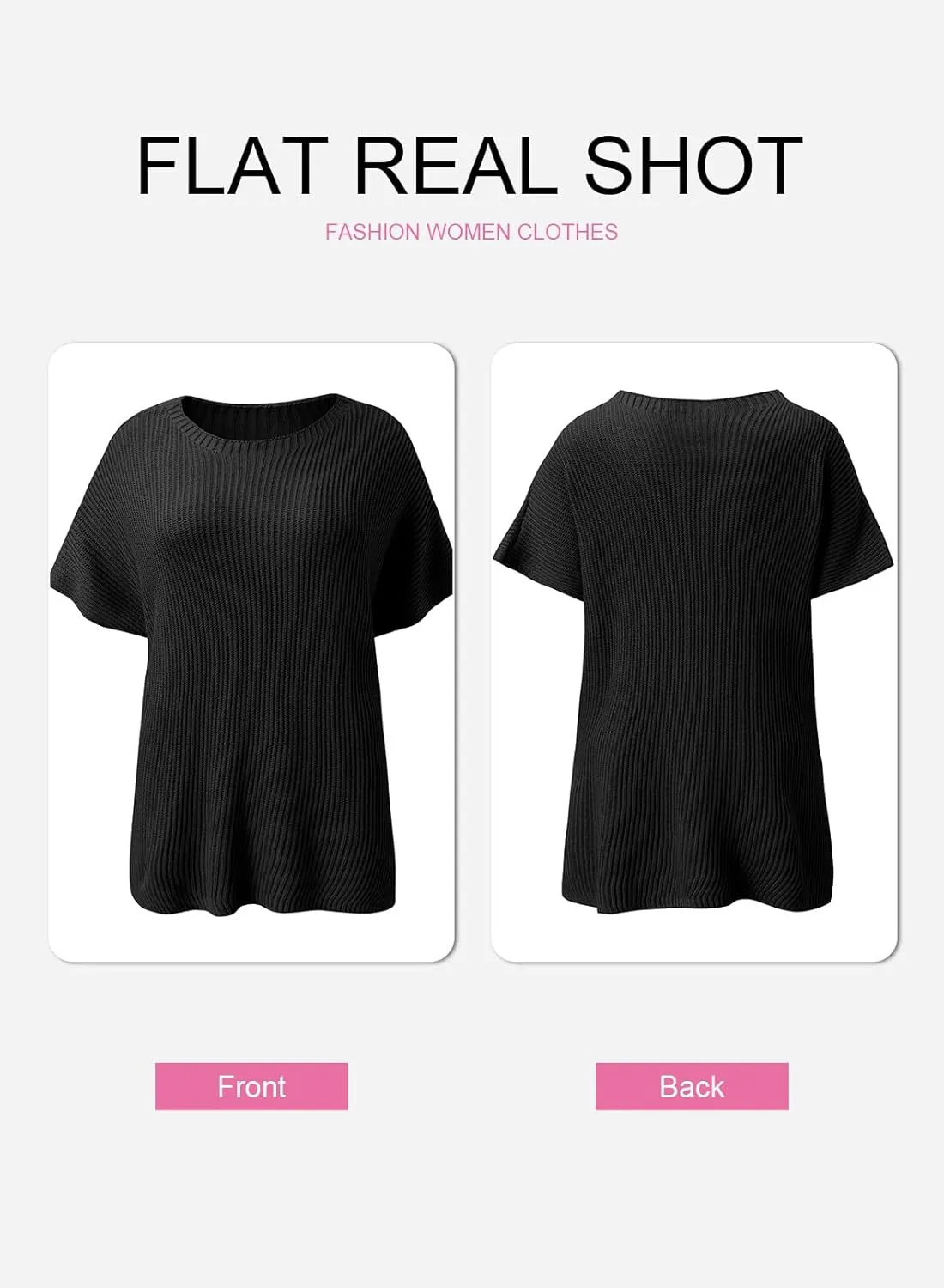 SHEWIN Womens Tops Crewneck Short Sleeve Sweater Causal Tunic Tops Lightweight Summer Sweaters for Women