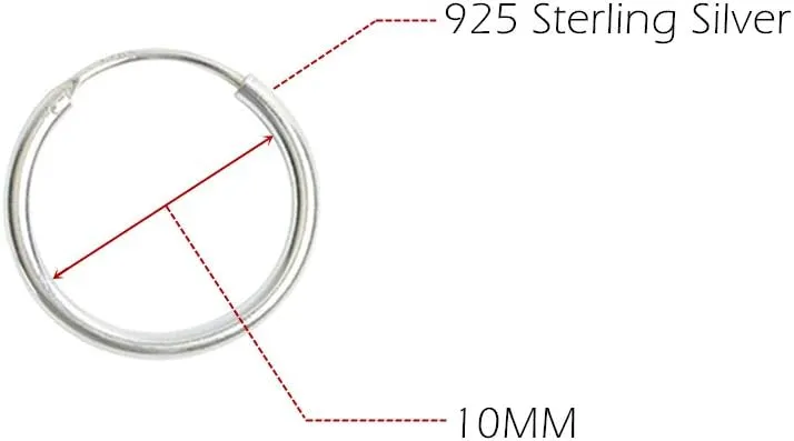 Sterling Silver Hoop Earrings Cartilage Piercing Earring Small Round Set for Women Men