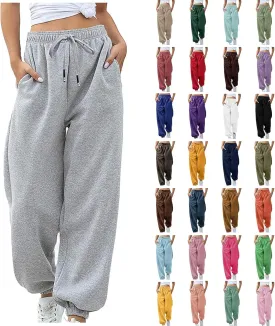 Sweatpants Women High Waist Cinch Bottom Athletic Joggers Casual Drawstring Sweat Pants Lounge Trousers with Pockets