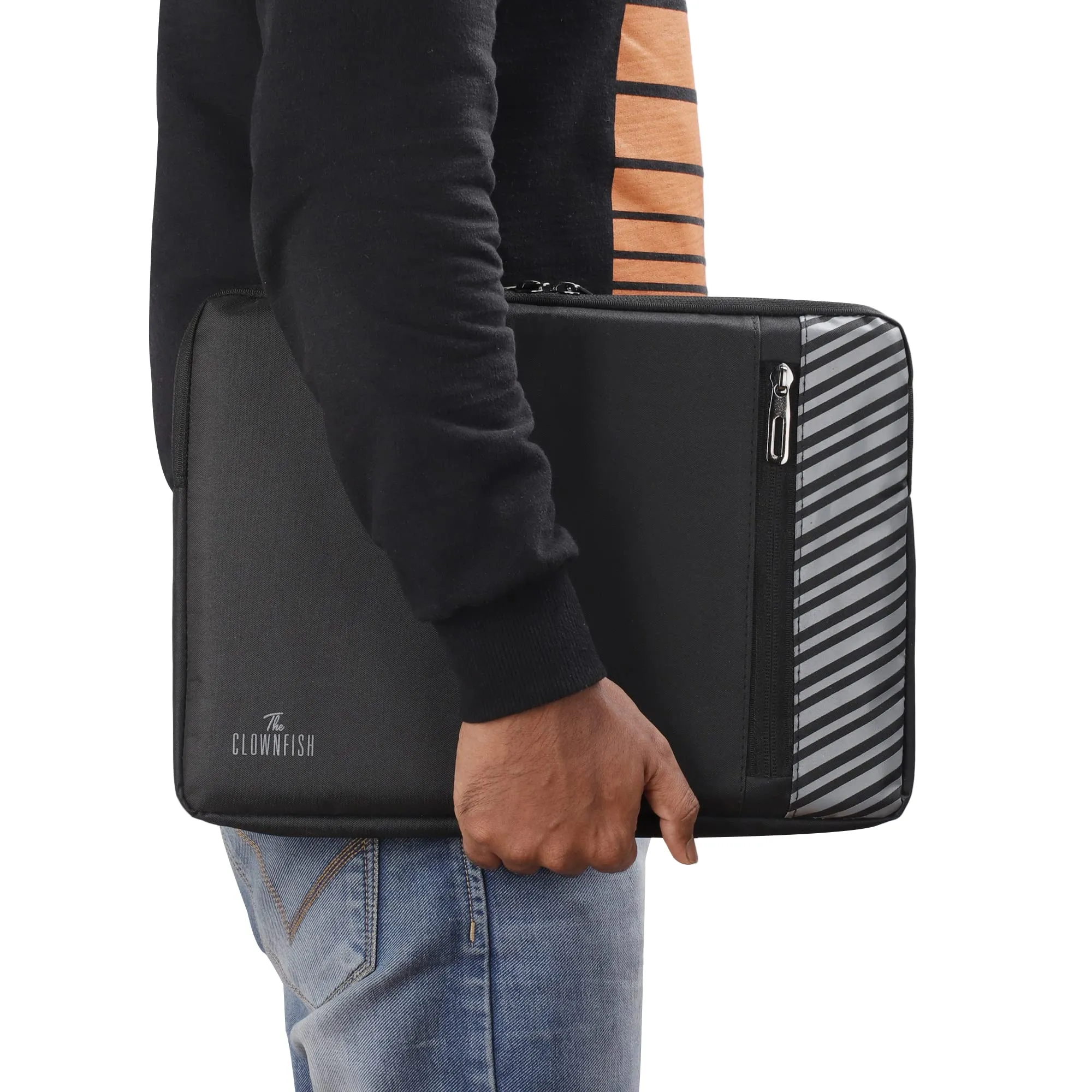 The Clownfish Algo Series Polyester Unisex 13 inch Laptop Sleeve Tablet Case (Black)