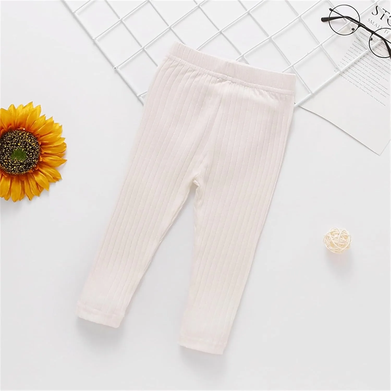 Toddler Girls Solid Leggings Kids Stretchy Ribbed Yoga Pants Infant Baby Elastic Waist Full Length Footless Tights