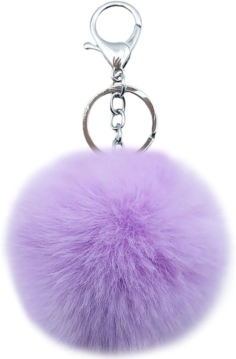 Unpafcxddyig 16 Pieces Pom Pom Keychains Soft Faux Rabbit Fur Fluffy Ball Pompoms Keyring for Women Bag Accessories
