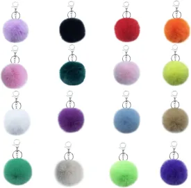 Unpafcxddyig 16 Pieces Pom Pom Keychains Soft Faux Rabbit Fur Fluffy Ball Pompoms Keyring for Women Bag Accessories