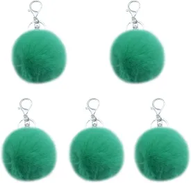 Unpafcxddyig 5 Pieces Poms Keychains Fluffy Ball Faux Fur Pom Pom Keyring for Women