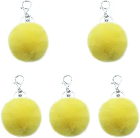 Unpafcxddyig 5 Pieces Poms Keychains Fluffy Ball Faux Fur Pom Pom Keyring for Women