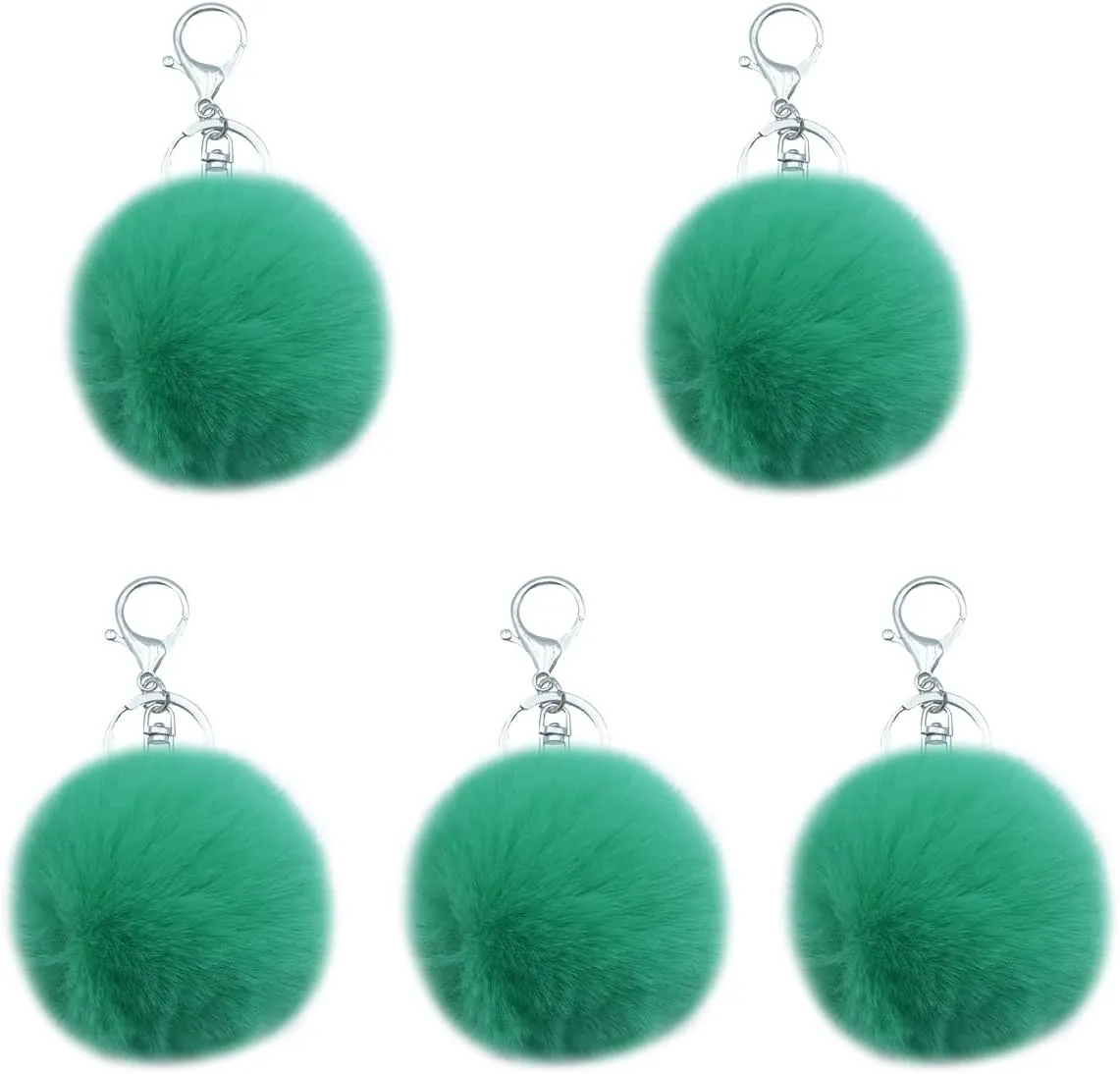 Unpafcxddyig 5 Pieces Poms Keychains Fluffy Ball Faux Fur Pom Pom Keyring for Women