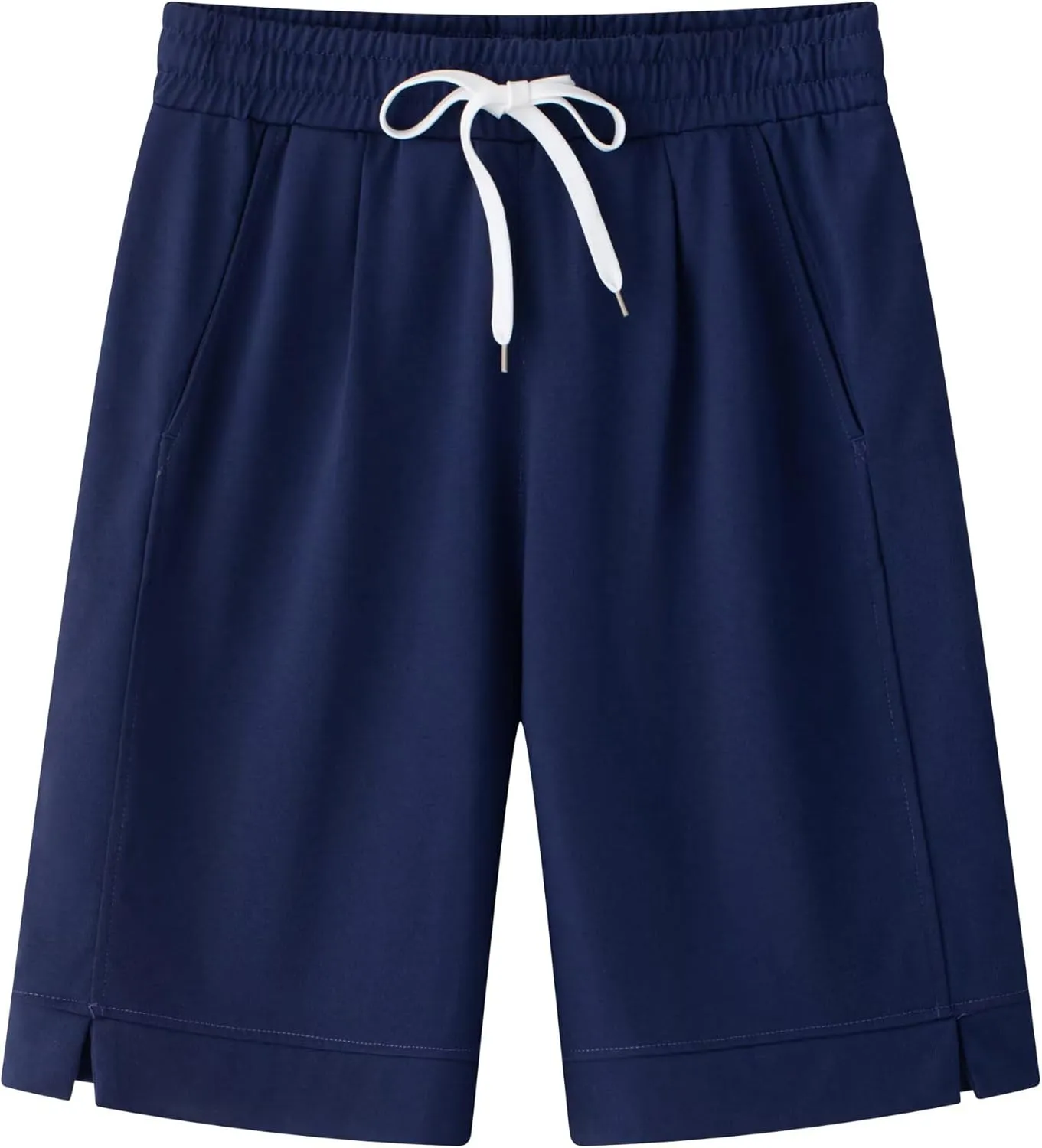 Vcansion Women's Casual Cotton Elastic Waist Drawstring Bermuda Shorts with Pockets
