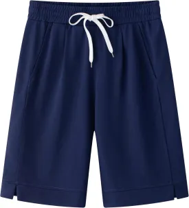 Vcansion Women's Casual Cotton Elastic Waist Drawstring Bermuda Shorts with Pockets