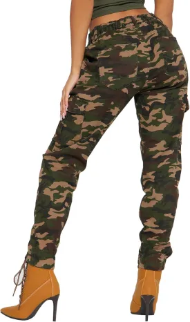 Women's Camo Cargo Jogger Pants  Slim Fit Army High Waisted Fatigue Elastic Waistband Camouflage Y2K Sweatpants