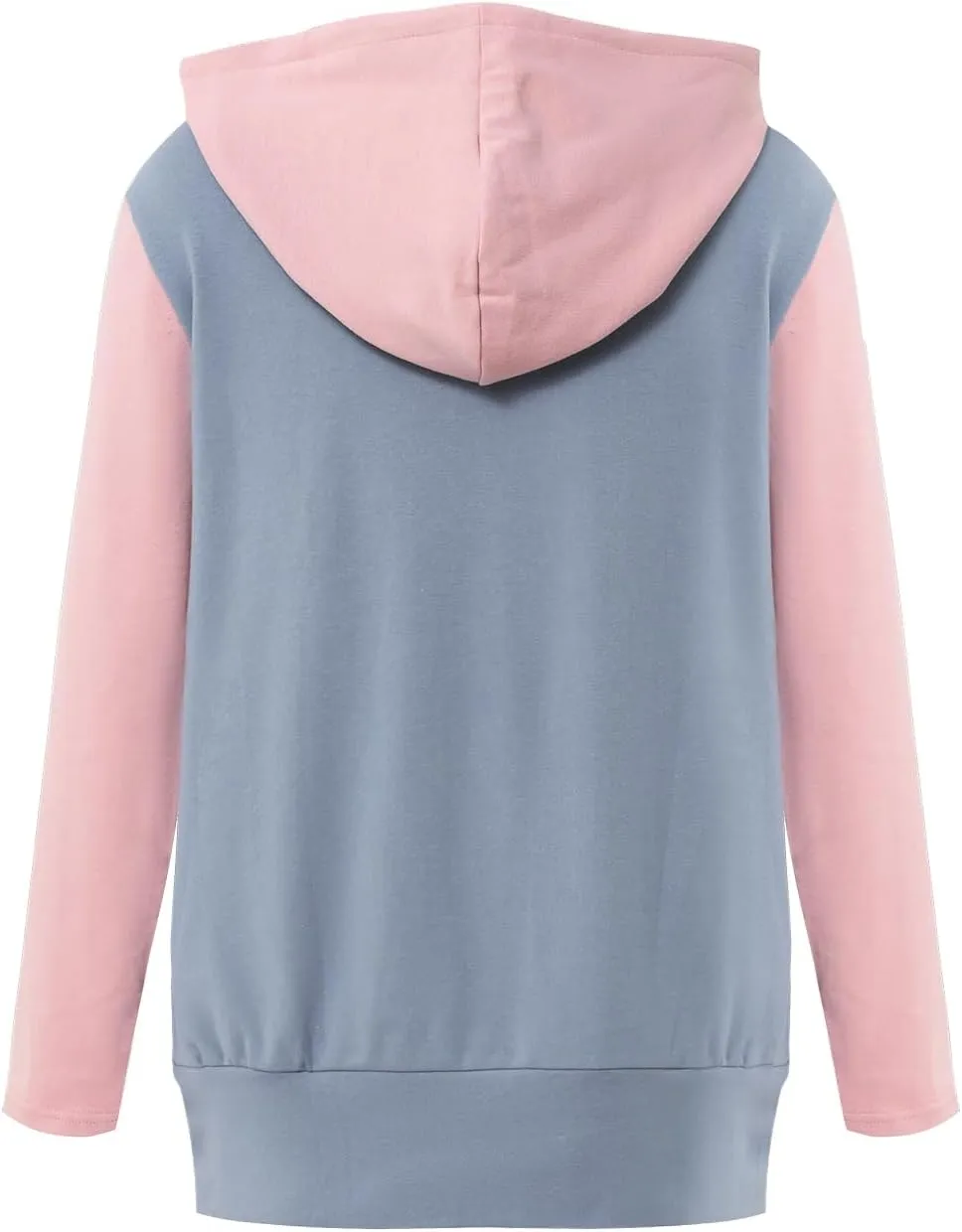 Women's Casual Half Zip Sweatshirts Loose Long Sleeve Color Block Hoodie with Pocket