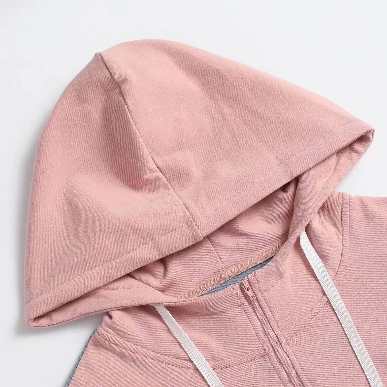 Women's Casual Half Zip Sweatshirts Loose Long Sleeve Color Block Hoodie with Pocket