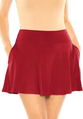 Women's High Waist Skater Skirt with Built in Shorts with and Without Pockets| Small-3X