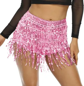Women's Sequins Tassel Skirts Shorts Rave Festival Bottoms