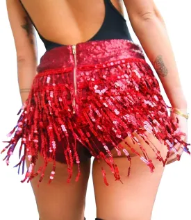 Yollmart Women's Sequins Tassel Skirts Shorts Booty Dance Festival Bottoms